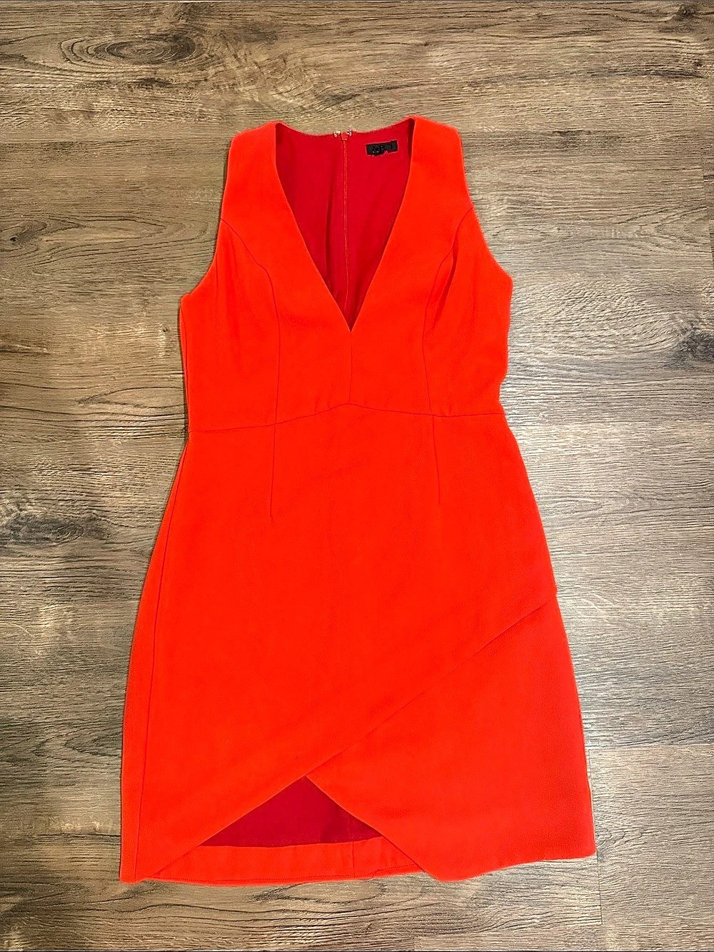 NBD Jasper Mini Dress Orange Faux Wrap-Front Mini Dress Size 4-6